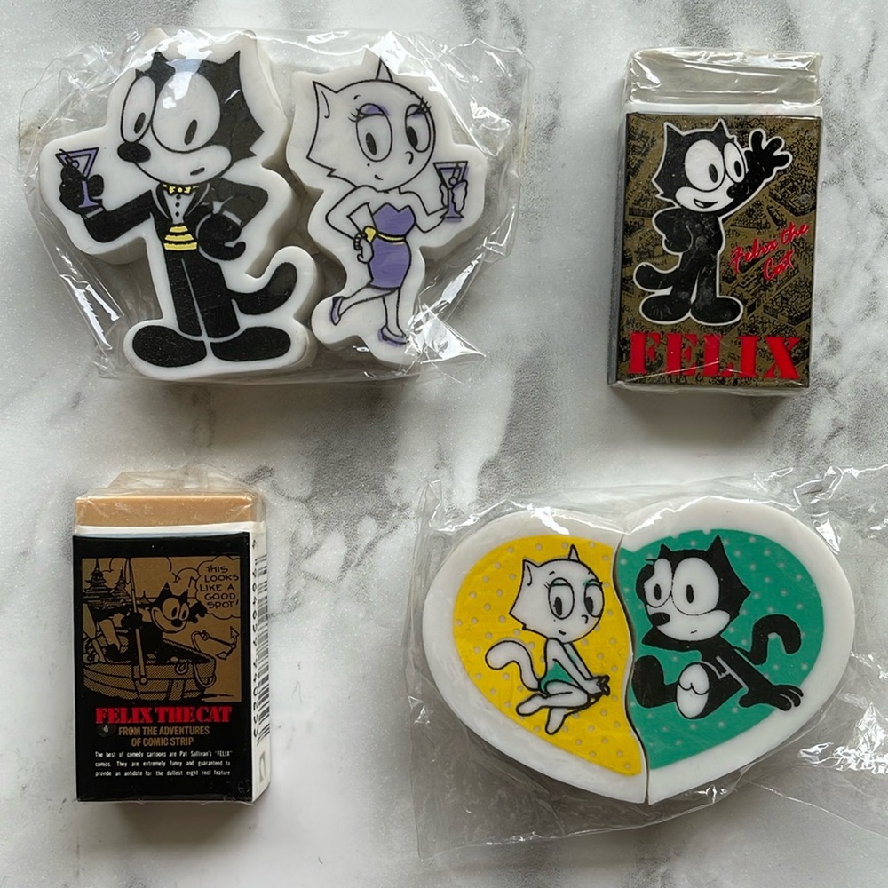 Vintage Felix the Cat eraser lot new in package